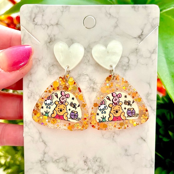 Winnie The Pooh And Piglet Acrylic Earrings - Picture 2 of 4